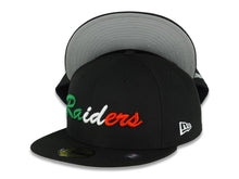 Load image into Gallery viewer, Las Vegas Raiders New Era NFL 59FIFTY 5950 Fitted Cap Hat Black Crown/Visor Green/White/Red Logo Gray UV
