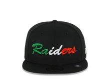 Load image into Gallery viewer, Las Vegas Raiders New Era NFL 59FIFTY 5950 Fitted Cap Hat Black Crown/Visor Green/White/Red Logo Gray UV