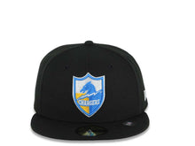 Load image into Gallery viewer, Chargers New Era NFL 59FIFTY 5950 Fitted Cap Hat Black Crown/Visor Team Color Shield Logo Gray UV