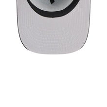 Load image into Gallery viewer, Las Vegas Raiders New Era 9FORTY 940 A-Frame Snapback Cap Hat Black Crown/Visor Gray Logo With Raider Rusher Cartoon