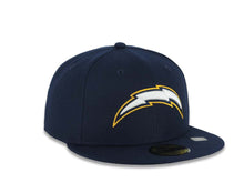 Load image into Gallery viewer, Chargers New Era NFL 59FIFTY 5950 Fitted Cap Hat Navy Blue Crown/Visor White/Navy/Yellow Retro Logo Gray UV