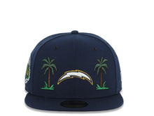 Load image into Gallery viewer, Los Angeles Chargers New Era NFL 59FIFTY 5950 Fitted Cap Hat Navy Blue Crown/Visor White/Navy Blue/Yellow Logo 2 Palm Trees Probowl 2004 Side Patch