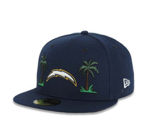 Load image into Gallery viewer, Los Angeles Chargers New Era NFL 59FIFTY 5950 Fitted Cap Hat Navy Blue Crown/Visor White/Navy Blue/Yellow Logo 2 Palm Trees Probowl 2004 Side Patch
