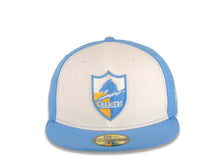Load image into Gallery viewer, San Diego Chargers New Era NFL 59FIFTY 5950 Fitted Cap Hat White/Sky Blue Crown Sky Blue Visor Team Color Retro Shield Logo