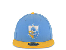Load image into Gallery viewer, Los Angeles Chargers New Era NFL 59FIFTY 5950 Fitted Cap Hat Sky Blue Crown Yellow Visor Team Color Retro Shield Logo