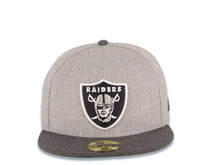 Load image into Gallery viewer, Oakland Raiders New Era 59FIFTY 5950 Fitted Heather Cap Hat Gray Crown Dark Gray Visor Team Color Logo