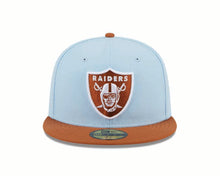 Load image into Gallery viewer, Las Vegas Raiders New Era 59FIFTY 5950 Fitted Cap Hat Sky Blue Crown Dark Orange Visor Dark Orange/White Logo (2-Tone Color Pack)