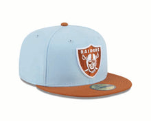 Load image into Gallery viewer, Las Vegas Raiders New Era 59FIFTY 5950 Fitted Cap Hat Sky Blue Crown Dark Orange Visor Dark Orange/White Logo (2-Tone Color Pack)