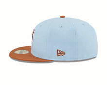 Load image into Gallery viewer, Las Vegas Raiders New Era 59FIFTY 5950 Fitted Cap Hat Sky Blue Crown Dark Orange Visor Dark Orange/White Logo (2-Tone Color Pack)