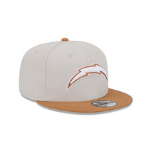 Load image into Gallery viewer, Los Angeles Chargers New Era NFL 9FIFTY 950 Snapback Cap Hat Stone Gray Crown Light Brown Visor White/Light Brown Logo (2-Tone Color Pack)
