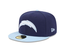Load image into Gallery viewer, Los Angeles Chargers New Era NFL 59FIFTY 5950 Fitted Cap Hat Navy Blue Crown Light Blue Visor White/Light Blue Logo (2-Tone Color Pack)
