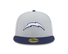 Load image into Gallery viewer, Los Angeles Chargers New Era NFL 59FIFTY 5950 Fitted Cap Hat Gray Crown Navy Blue Visor White/Navy Blue Logo (2-Tone Color Pack)