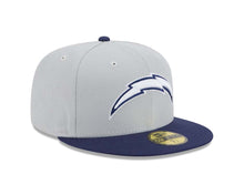 Load image into Gallery viewer, Los Angeles Chargers New Era NFL 59FIFTY 5950 Fitted Cap Hat Gray Crown Navy Blue Visor White/Navy Blue Logo (2-Tone Color Pack)