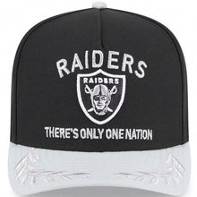 Load image into Gallery viewer, Las Vegas Raiders New Era NFL 9FIFTY 950 A-Frame Snapback Cap Hat Black Crown Gray Visor Team Color with Text Logo (2025 Draft)