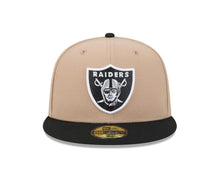 Load image into Gallery viewer, Las Vegas Raiders New Era NFL 59FIFTY 5950 Fitted Cap Hat Khaki Crown Black Visor Team Color Logo