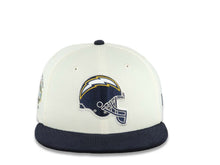Load image into Gallery viewer, (Corduroy Visor) Los Angeles Chargers New Era NFL 59FIFTY 5950 Fitted Cap Hat Cream Crown Navy Blue Visor Navy/White/Yellow Logo 2006 All-Star Game Side Patch