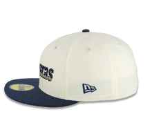 Load image into Gallery viewer, Los Angeles Chargers New Era NFL 59FIFTY 5950 Fitted Cap Hat Cream Crown Navy Blue Visor Navy Blue Script Logo 2004 Probowl Hawaii Side Patch