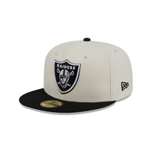 Load image into Gallery viewer, Las Vegas Raiders New Era NFL 59FIFTY 5950 Fitted Cap Hat Cream Crown Black Visor Team Color Logo Gray UV
