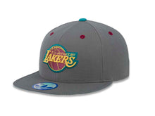 Load image into Gallery viewer, Los Angeles Lakers Adidas NBA Fitted Cap Hat Gray Crown/Visor Yellow/Brown/Teal Logo