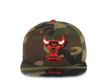 Load image into Gallery viewer, Chicago Bulls New Era NBA 59FIFTY 5950 Fitted Cap Hat Camo Crown/Visor Red/Black/White Logo Camo Pop