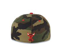 Load image into Gallery viewer, Chicago Bulls New Era NBA 59FIFTY 5950 Fitted Cap Hat Camo Crown/Visor Red/Black/White Logo Camo Pop