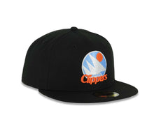 Load image into Gallery viewer, San Diego Clippers New Era NBA 59FIFTY 5950 Fitted Cap Hat Black Crown/Visor White/Sky Blue/Orange Retro Logo Gray UV