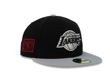 Load image into Gallery viewer, Los Angeles Lakers New Era NBA 59FIFTY 5950 Fitted Cap Hat Black Crown Gray Visor Black/Gray/White Logo