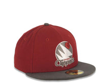 Load image into Gallery viewer, San Diego Clippers New Era NBA 59FIFTY 5950 Fitted Cap Hat Cardinal Crown Dark Gray Visor Dark Gray/Maroon/White Logo