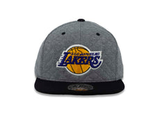 Load image into Gallery viewer, Los Angeles Lakers Mitchell & Ness NBA Fitted Cap Hat Heather Gray Crown Black Visor Team Color Logo