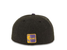 Load image into Gallery viewer, Los Angeles Lakers New Era NBA 59FIFTY 5950 Fitted Heather Cap Hat Black/Gray Crown Purple Visor Team Color Logo