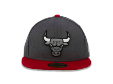 Load image into Gallery viewer, Chicago Bulls New Era NBA 59FIFTY 5950 Fitted Cap Hat Shader Heather Dark Gray Crown Red Visor Gray/Whhite Logo