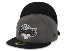 Load image into Gallery viewer, Los Angeles Lakers New Era NBA 59FIFTY 5950 Fitted Cap Hat Heather Dark Gray Crown Black Visor Black/Gray Logo