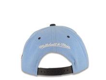Load image into Gallery viewer, Houston Rockets Mitchell & Ness NBA Snapback Lotto Cap Hat Sky Blue Crown Navy Blue Visor Team Color Logo NBA Draft Side Patch
