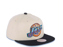 Load image into Gallery viewer, Utah Jazz Mitchell & Ness NBA Snapback Hardwood Classics Cap Hat Cream Crown Black Visor Team Color Logo