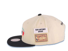Load image into Gallery viewer, San Antonio Spurs Mitchell & Ness NBA Snapback Hardwood Classics Cap Hat Cream Crown Black Visor Team Color Logo