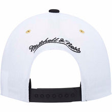 Load image into Gallery viewer, Houston Rockets Mitchell & Ness NBA Snapback Cap Hat White Crown Black Visor Metallic Gold/Black Logo