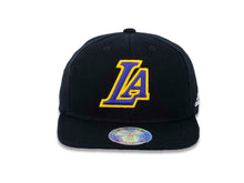 Load image into Gallery viewer, Los Angeles Lakers Adidas NBA Fitted Cap Hat Black Crown/Visor Purple/Yellow 16x LA Logo