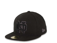 Load image into Gallery viewer, Notre Dame Fighting Irish New Era NCAA 59FIFTY 5950 Fitted Cap Hat Black Crown/Visor Black/Dark Gray Logo
