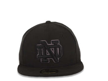 Load image into Gallery viewer, Notre Dame Fighting Irish New Era NCAA 59FIFTY 5950 Fitted Cap Hat Black Crown/Visor Black/Dark Gray Logo