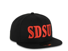 Load image into Gallery viewer, San Diego State Aztecs New Era NCAA 59FIFTY 5950 Fitted Cap Hat Black Crown/Visor Red Text/Script Logo Gray UV