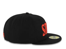 Load image into Gallery viewer, San Diego State Aztecs New Era NCAA 59FIFTY 5950 Fitted Cap Hat Black Crown/Visor Red Text/Script Logo Gray UV