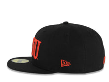 Load image into Gallery viewer, San Diego State Aztecs New Era NCAA 59FIFTY 5950 Fitted Cap Hat Black Crown/Visor Red Text/Script Logo Gray UV
