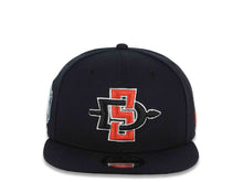 Load image into Gallery viewer, San Diego State Aztecs New Era NCAA 9FIFTY 950 Snapback Cap Hat Black Crown/Visor Team Color Logo 2023 Final Four Houston Side Patch Gray UV