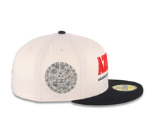 Load image into Gallery viewer, San Diego State Aztecs New Era NCAA 59FIFTY 5950 Fitted Cap Hat Cream Crown Nlack Visor Red/Black Text Logo Calender Side Patch