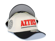 Load image into Gallery viewer, San Diego State Aztec New Era 9FORTY 940 Adjustable A-Frame Cap Hat Cream Crown Black Visor Red Logo Aztec Crest Side Patch