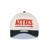 Load image into Gallery viewer, San Diego State Aztec New Era 9FORTY 940 Adjustable A-Frame Cap Hat Cream Crown Black Visor Red Logo Aztec Crest Side Patch