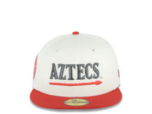 Load image into Gallery viewer, San Diego State Aztecs New Era NCAA 59FIFTY 5950 Fitted Cap Hat Cream Crown Red Visor Metallic Red/Black Logo Crest Side Patch