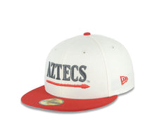 Load image into Gallery viewer, San Diego State Aztecs New Era NCAA 59FIFTY 5950 Fitted Cap Hat Cream Crown Red Visor Metallic Red/Black Logo Crest Side Patch