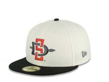 Load image into Gallery viewer, San Diego State Aztecs New Era NCAA 59FIFTY 5950 Fitted Cap Hat Cream Crown Black Visor Team Color Logo Aztec Calendar Side Patch