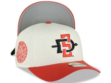 Load image into Gallery viewer, San Diego State Aztecs New Era NCAA 9FORTY 940 Adjustable A-Frame Cap Hat Cream Crown Red Visor Team Color Logo Aztec Calendar Side Patch